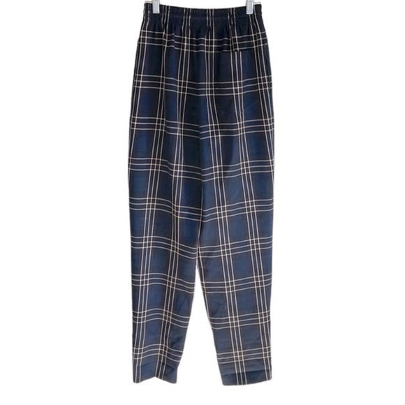 Wilfred Aritzia Soleste High-Waisted Drawstring Pant Women’s Size XS Plaid Navy - Picture 5 of 7